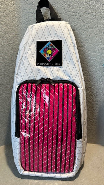 The Spinnaker Sling Bag - White and pink recycled sailboat canvas sling pack